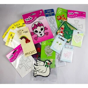 Mixed Lot of Iron-On & Sew-On Applique Patches Wrights Tulip Sew Perfect - Picture 1 of 10
