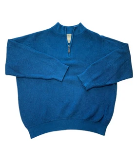 L.L. Suéter Bean Algodón y Cachemira Cuello Simulado 1/4 Cremallera 2XL Azul - Imagen 1 de 6