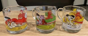 Vintage 1978 McDonalds Garfield + Odie Glass Mugs Cups Set Of 3 EUC - Picture 1 of 2