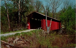 Postkarte Katarakt Owen Co. Indiana Kataraktfälle überdachte Brücke über Mill Creek - Bild 1 von 2