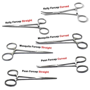 Hemostatic Locking Clamp Forceps Straight Curved Tweezers Medical Surgical Tools - Picture 1 of 13