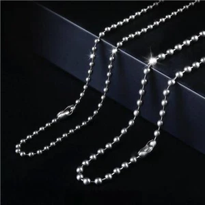 Pure Titanium Bead Ball Chain Necklace Men Women 25.6in Length 2.4mm 3.0mm Beads - Picture 1 of 15