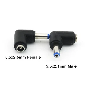1pcs 5.5 x 2.5mm Female Jack to 5.5mm x 2.1mm Male Right Angle DC Power Adapter - Picture 1 of 8