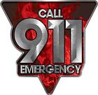 Emergency Call 911 Police Fire EMS Decal Inferno Red Flames 6" REFLECTIVE LE01