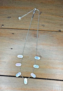 KENDRA SCOTT ** UNICORN ** Silver White Mother of Pearl Station Necklace "Meado - Picture 1 of 7