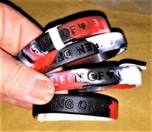 Casino Sayings Rubber Bracelets #241720, 12/pk, repackaged, black, red & white