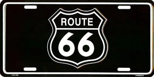 ROUTE 66 METAL LICENSE PLATE BLACK SHIELD #399 - Picture 1 of 1