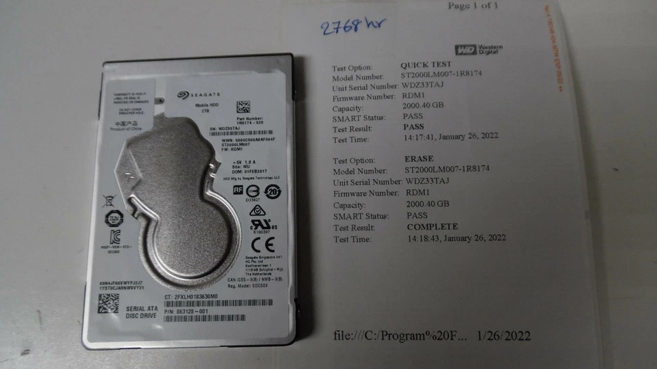 Original Seagate 2.5" 2TB 5400RPM SATA HDD - ST2000LM007 - Tested - Image 1 of 4