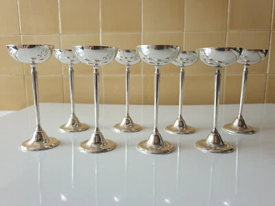 8 calices verres à liqueur métal argenté WMF Likörkelche art nouveau jugendstil - Photo 1/4