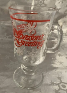 ❤️Seasons Greetings Snowflake Irish Coffee/Hot Chocolate Glass Mug - Picture 1 of 6