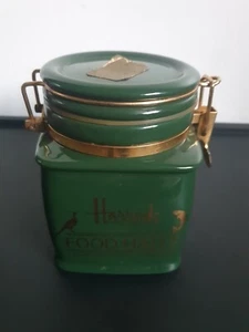 Vintage HARRODS Knightsbridge Food Halls Green Storage Jar Coffee Tea Canister - Picture 1 of 5