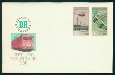 ALEMANIA CUBIERTA POSTAL TRANSPORTE HELICÓPTERO TREN FERROVIARIO m3160 Foto 1 de 2