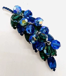 JULIANA Delizza & Elster Royal Blue Rhinestone Cha Cha Brooch Vintage Jewelry - Picture 1 of 11