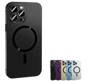 Magnetic Charging Aluminum Metal Bumper Matte Shell For iPhone 16/15/14/13/12 - Picture 1 of 25