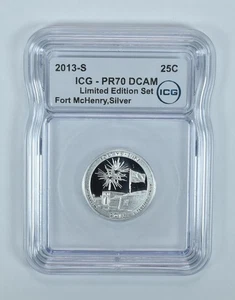 2013-S ATB Quarter Fort McHenry Silver Limited Edition PR70 DCAM ICG *4469 - Picture 1 of 5