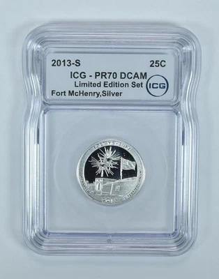 2013-S ATB Quarter Fort McHenry Silver Limited Edition PR70 DCAM ICG *4469 - Image 1 of 4