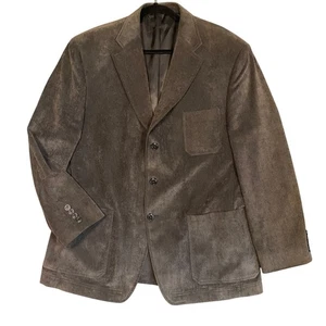 Haggar Mens Gray Corduroy Sport Coat Blazer Size 44R Classic Style Double Vented - Picture 1 of 12