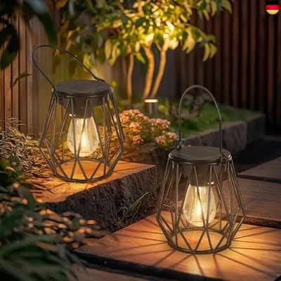 Ketom Solarlampen für Außen Hängend/Stehend, 2 Stück IP65 Wasserdicht Metall Sol - Bild 1 von 4