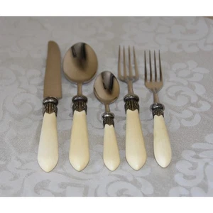 Cubiertos y cubiertos David Orgell de 5 piezas con mango de perla de acero inoxidable - Imagen 1 de 11