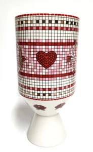 Anthropologie The Bistro Tile Stoneware Vase Valentines Edition Pink Pattern NIB - Picture 1 of 12