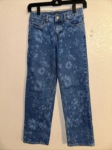 Gap Kids Jeans Floral Print Medium Wash Girls Size 12 - Picture 1 of 5