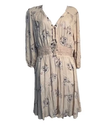 Romantic American Rag Floral Mini Dress Lace Fairy Boho Size SMALL Milkmaid - Image 1 of 4