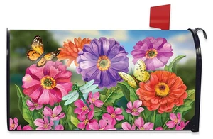 Briarwood Lane Zinnias in Bloom Spring Oversized Mailbox Cover - Picture 1 of 3