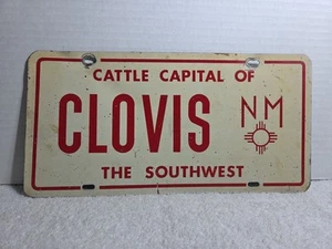 Vintage 1960's Clovis New Mexico Steel Booster License Plate Cattle Capital - Picture 1 of 2