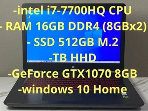 HP OMEN 17-inch i7-7700HQ 16GB 512GB SSD 1TB HDD GTX 1070 8GB Gaming Laptop - Picture 1 of 12