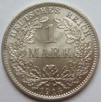 Coin German Empire Kaiserreich 1 Mark 1914 D in Uncirculated - Image 1 of 2