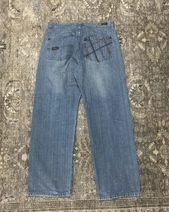 Jeans Enyce holgados 36x32 estilo Southpole azules bordados Y2K grunge opio denim - Imagen 1 de 8