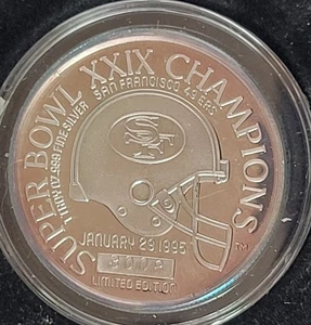 Super Bowl Champions 1995 San Francisco Fifth Super Bowl 1 oz .999 Silver Round - Picture 1 of 3