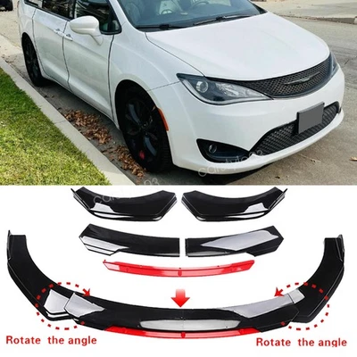 For Chrysler Pacifica Black+Red Car Front Bumper Lip Spoiler Splitter Body Kit Foto 1 de 4