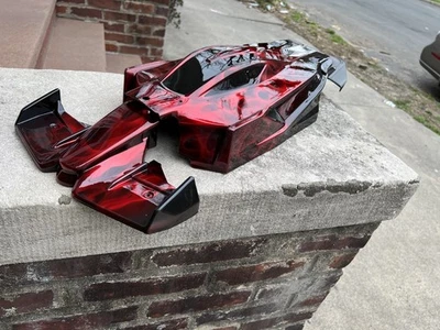 CUERPO RC PINTADO PERSONALIZADO, ARRMA ILIMITADO, CANDY MANPLE ROJO CROMO LLAMAS Foto 1 de 4