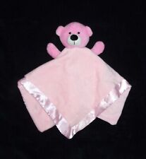 Kids of America Pink Teddy Bear Soft Plush Satin Edge Baby Blanket Lovey