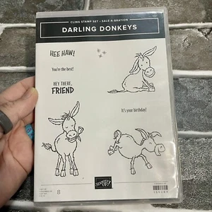 Stampin Up DARLING DONKEYS Red Rubber Cling Stamp Set GENTLY USED - Picture 1 of 2