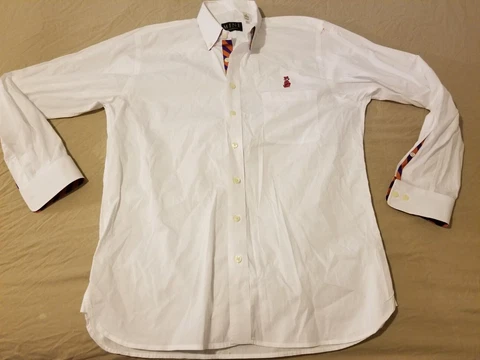 Mens Mine Clemson Tigers Dress Shirt M Medium White Button Cotton Cover
