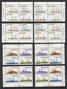 Canada Sc 670-673, 700-703 MNH. 1975-76 Ships, matched inscription blocks, VF - Picture 1 of 1