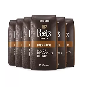 Peet's Coffee Dark Roast Major Dickason's Blend 63oz 6 Bags of 10.5oz - Picture 1 of 8