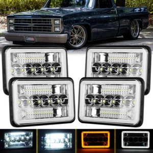 4PCS 4x6'' LED Headlights w/DRL Turn Signal For Chevy C10 Pickup Truck 1980-1986 - Picture 1 of 12