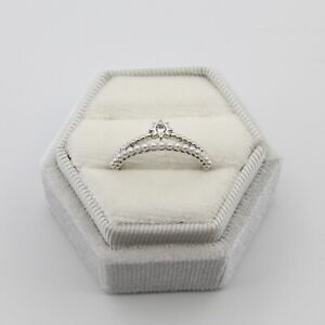 Platinum Plated White CZ White Pearl Dainty Fashion Ring Size US 6 Non Allergic