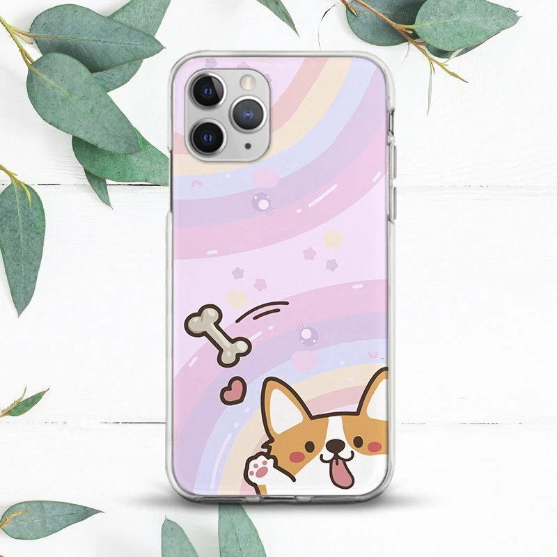 Linda Funda Corgi Arco Iris Perro Feliz para iPhone 7 8 X SE 11 12 13 14 15 Pro Max XR Foto 1 de 1