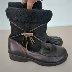 Ortho Line by Hoopoe Damen Schwarz Plateau Leder Schneestiefel 9 - Bild 1 von 5