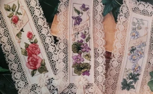 3 bookmark booklets,  4 pieces of ribband, Back Street, Leisure Arts, 26 designs - Picture 1 of 19