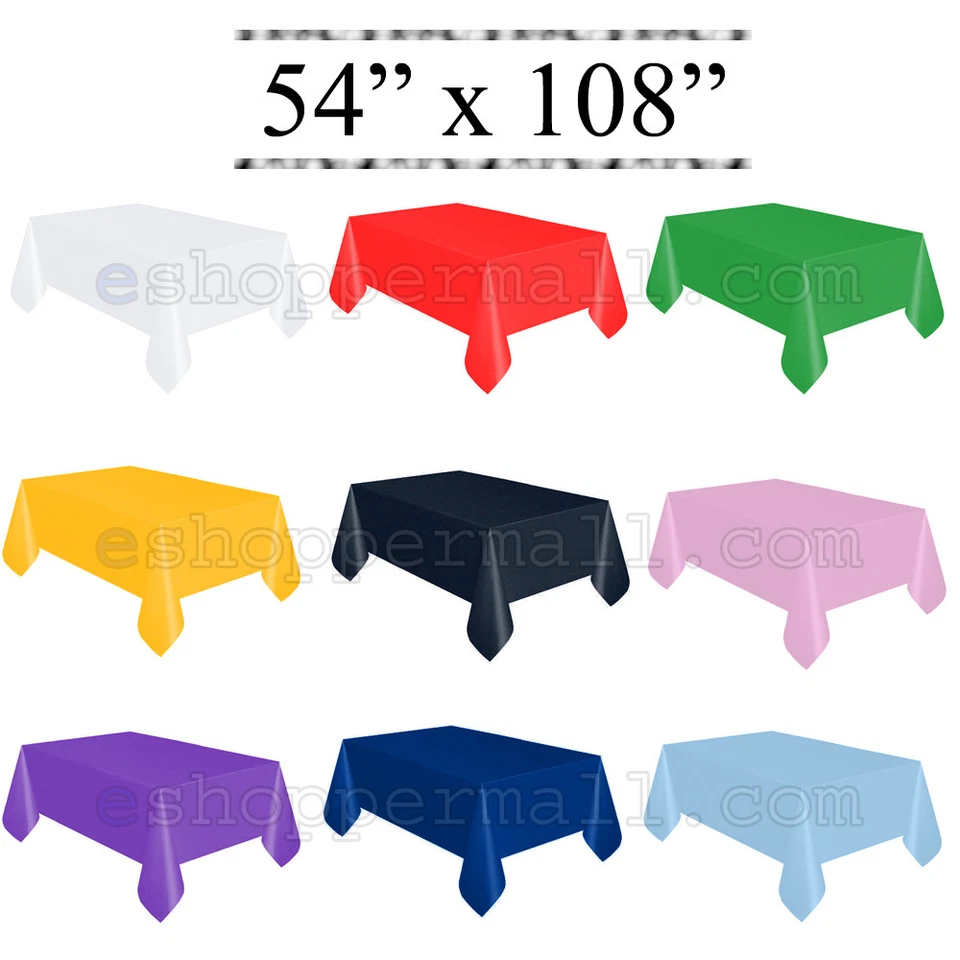 54" x 108" Tablecloth Rectangle Plastic Party Color Table Cover BUY 2 GET 1 FREE - Image 1 of 1