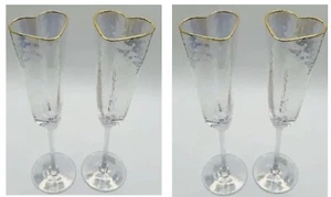 4er Set David Tutera Herzform Glas Sektflöten Gläser Valentinstag Neu - Bild 1 von 8