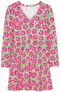 Women's Dress - Bright Pink Green Printed Dress - Mini Dress - 2XL - Cotton - Picture 1 of 3