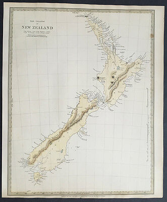 1838 SDUK Large 1st Edition Original Antique Map Of New Zealand • 420.93$