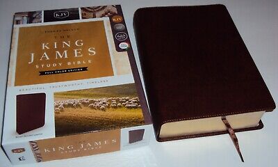KJV King James Study Bible Version (Brown Bonded Leather) Full-Color Edition NEW • 67.86$