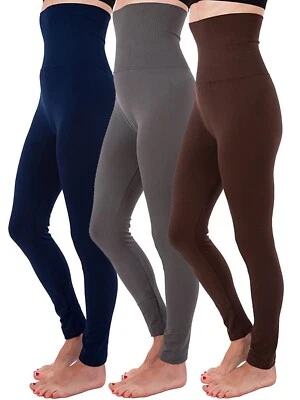 3 Pack Tummy Control  Warm Thick Brushed Full Length Legging High Waist legging - Image 1 of 4